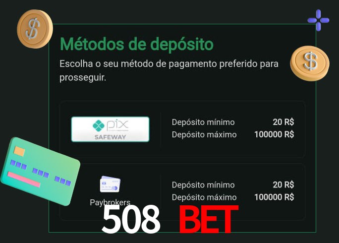 O cassino 508 Bet oferece uma grande variedade de métodos de pagamento